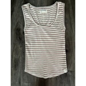 We The Free Tank Top Womens Small Striped Tan Sleeveless Ribbed Boho Size SMALL
